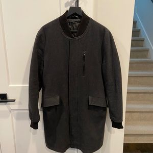 Men's Zara Mid-Length Wool Jacket - Cuffed Collar and Cuffed Wrists (Size L)